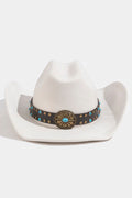 IVORY COWBOY HAT WITH LONGHORN BAND