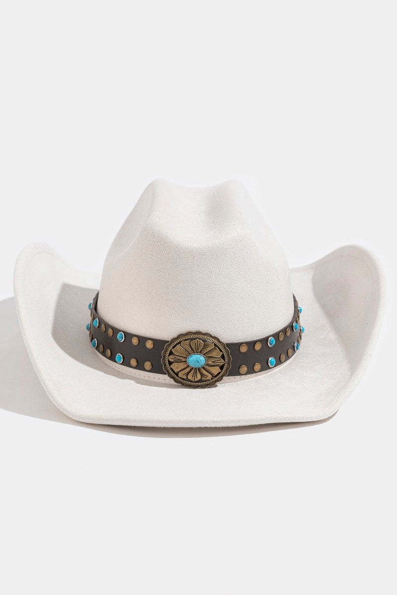 IVORY COWBOY HAT WITH LONGHORN BAND