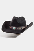 BLACK COWBOY HAT WITH BAND BAND DETAIL