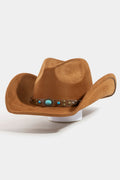 BROWN COWBOY HAT WITH BAND DETAIL
