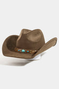 CHOCOLATE COWBOY HAT WITH BAND DETAIL