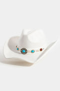 IVORY COWBOY HAT WITH MARBLE DETAIL