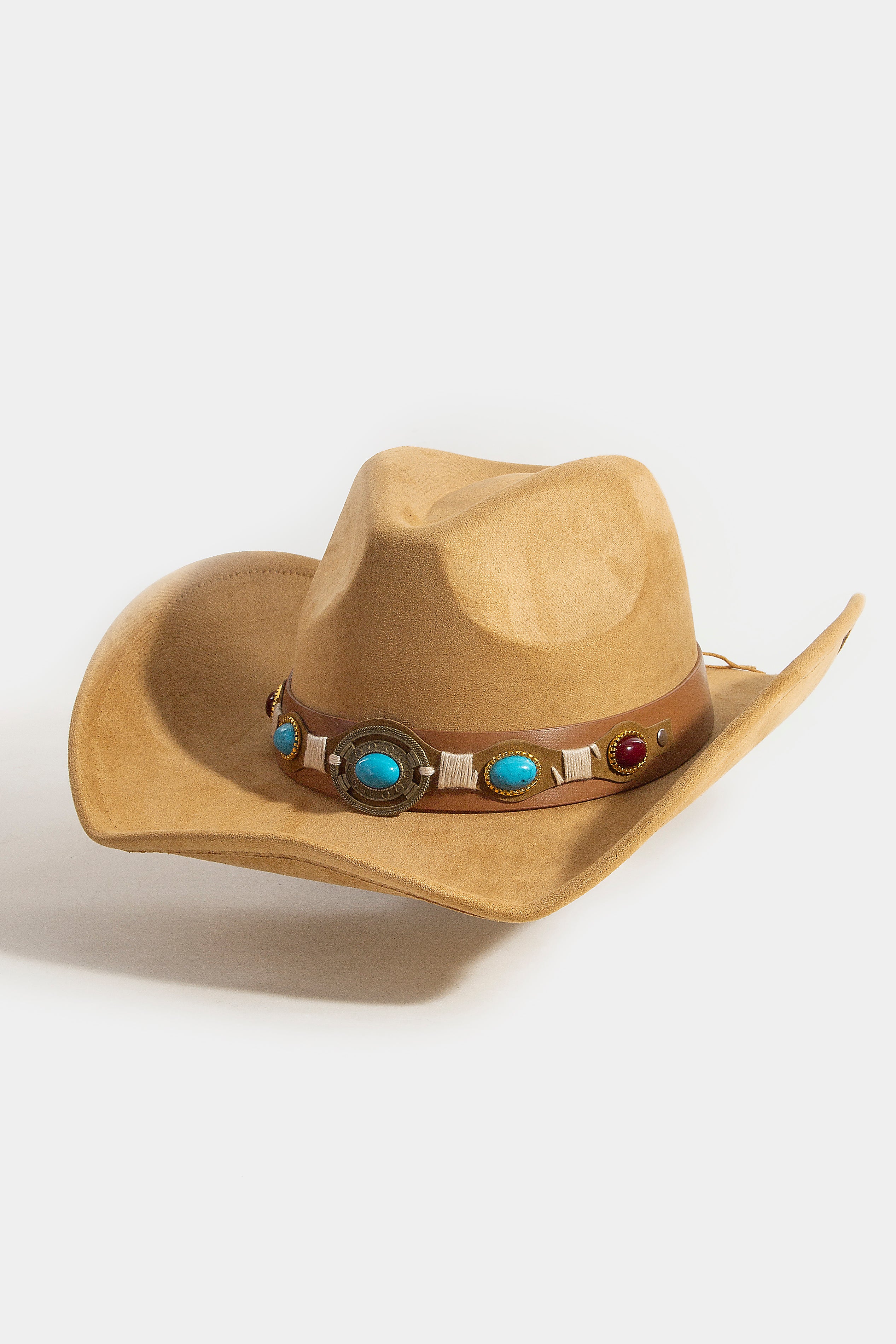 BROWN COWBOY HAT WITH MARBLE DETAIL