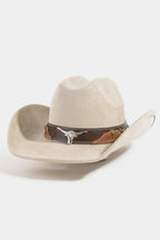 KHAKI COWBOY HAT WITH LONGHORN
