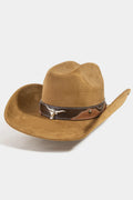 BROWN COWBOY HAT WITH LONGHORN