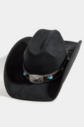 BLACK COWBOY HAT WITH WESTERN BUCKLE