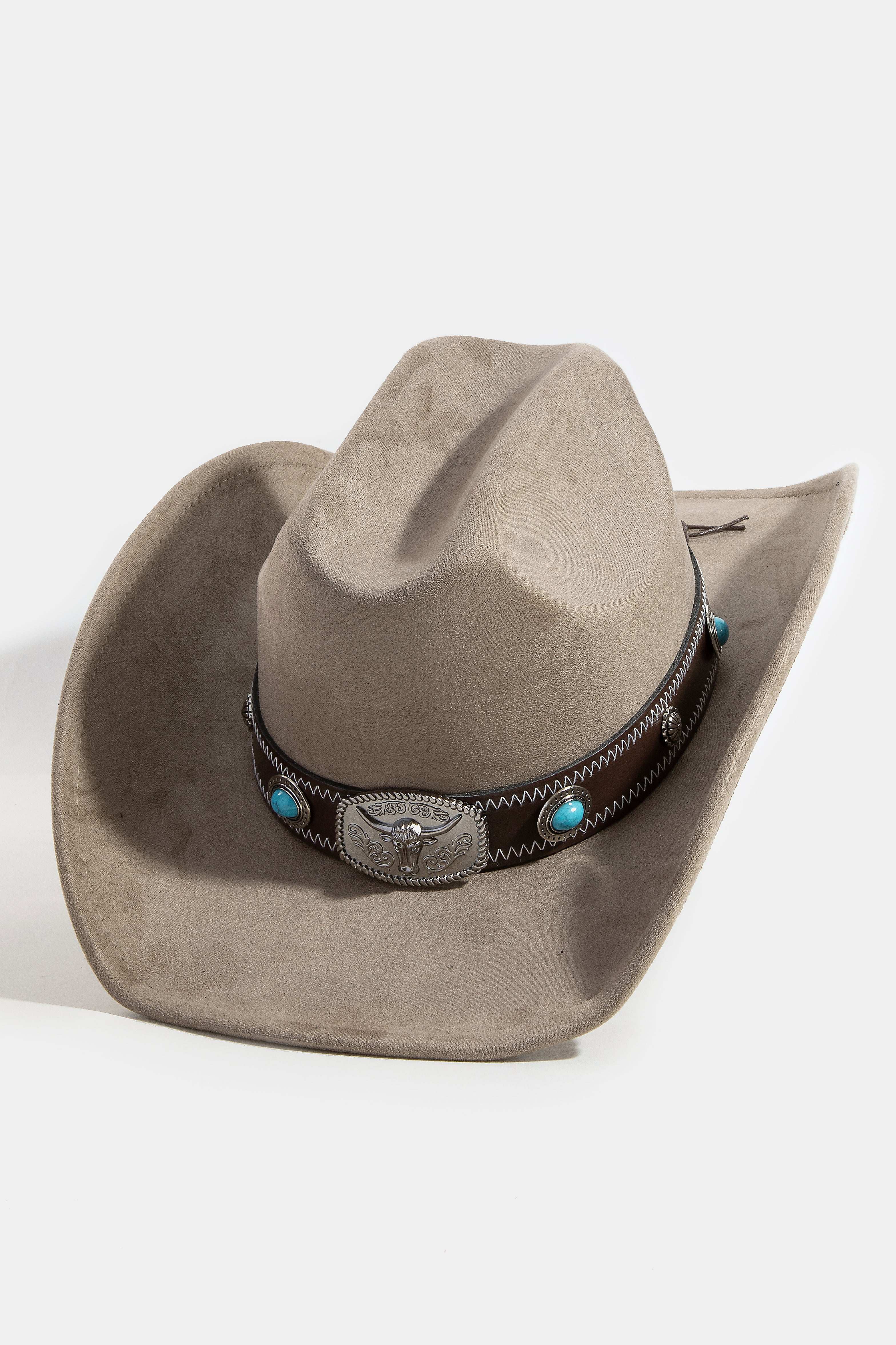 KHAKI COWBOY HAT WITH WESTERN BUCKLE