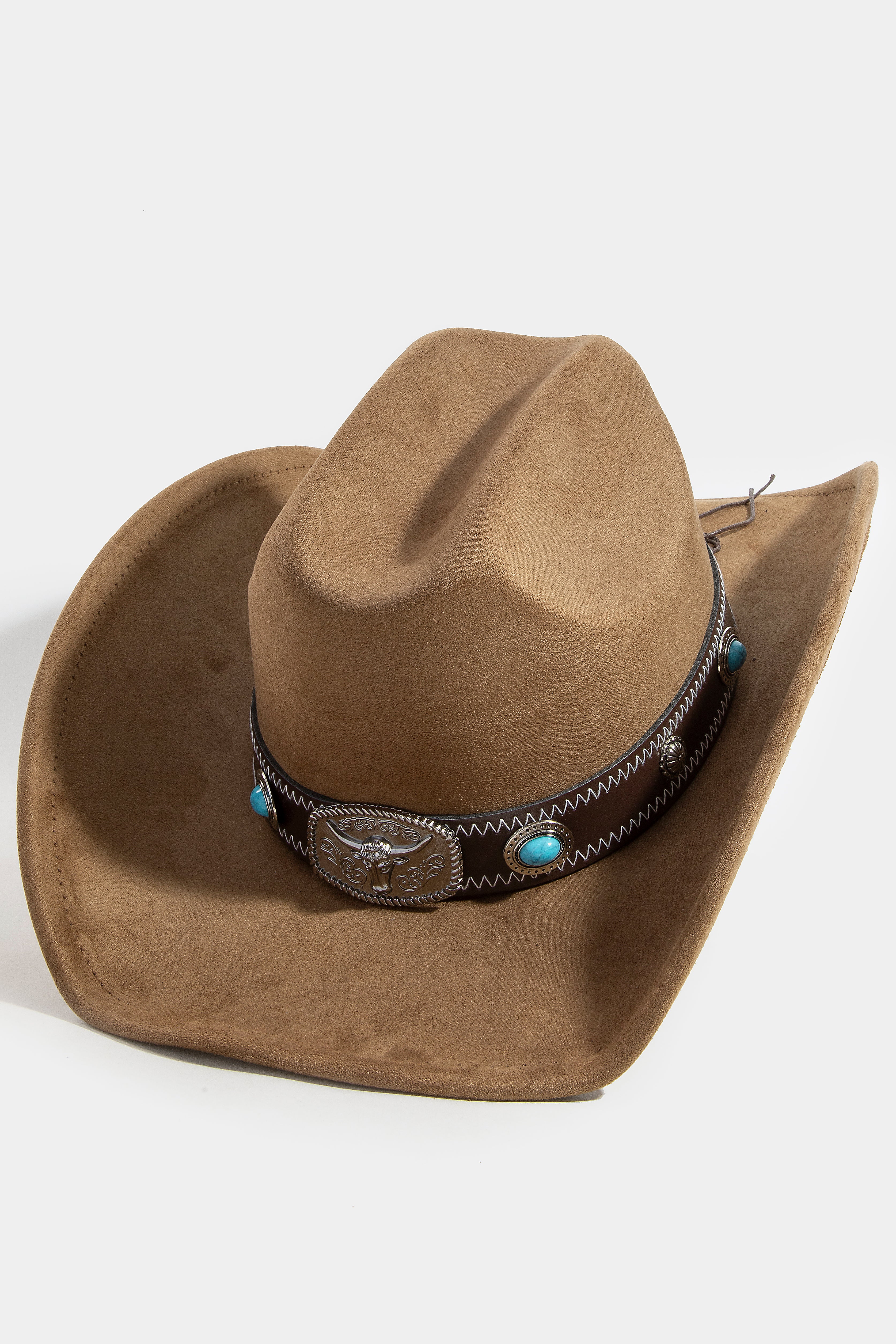 BROWN COWBOY HAT WITH WESTERN BUCKLE