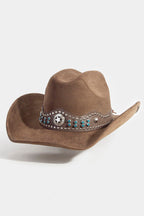 CHOCOLATE COWBOY HAT WITH BLUE GEMS