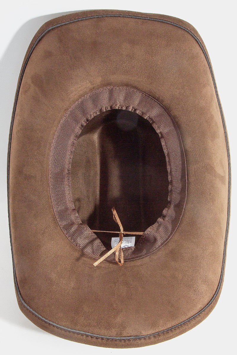 CHOCOLATE COWBOY HAT WITH BLUE GEMS