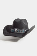 BLACK COWBOY HAT WITH BLUE GEMS