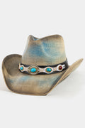 BLUE COWBOY HAT WITH MARBLE DETAIL