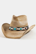 IVORY COWBOY HAT WITH MARBLE DETAIL