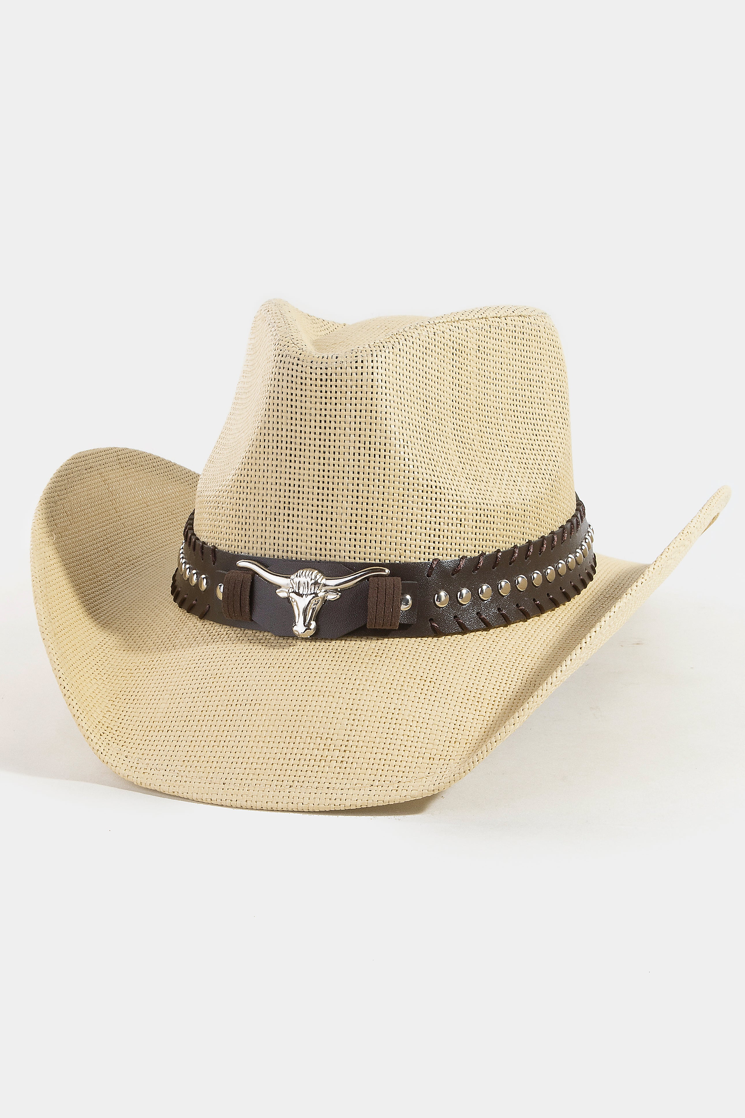 IVORY COWBOY HAT WITH LONGHORN DETAIL