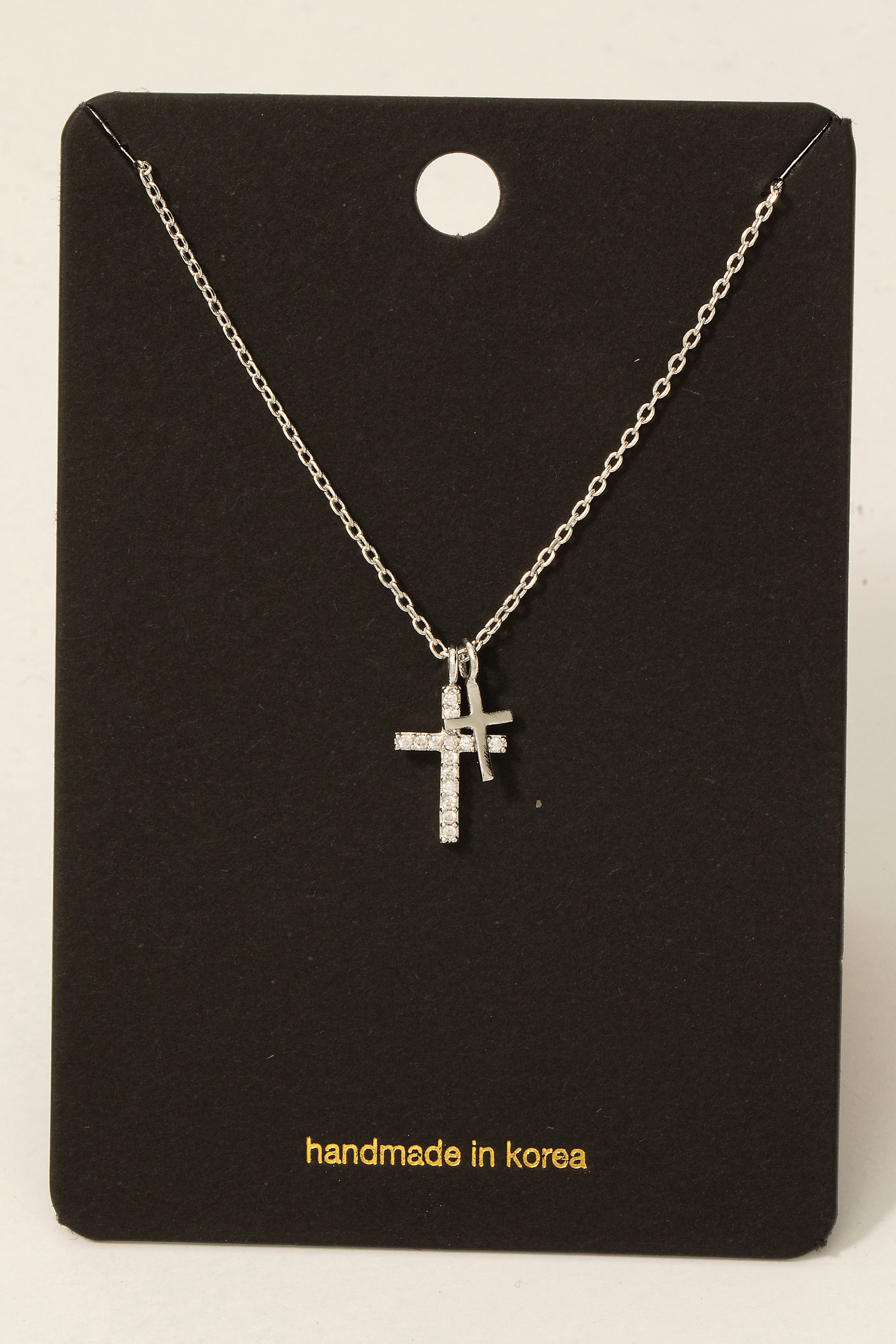 SILVER THREE CROSS NECKLACE