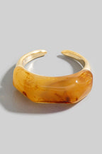 RESIN ACCENT BROWN WITH GOLD OPEN BAND RING