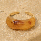 RESIN ACCENT BROWN WITH GOLD OPEN BAND RING