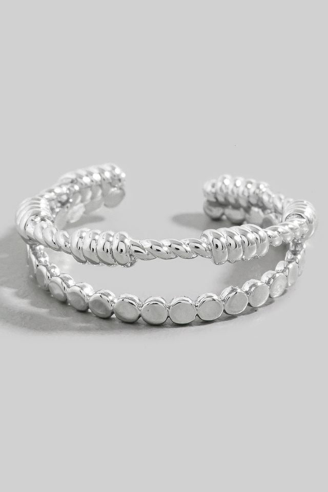 SILVER DOUBLE LAYERED OPEN BAND RING
