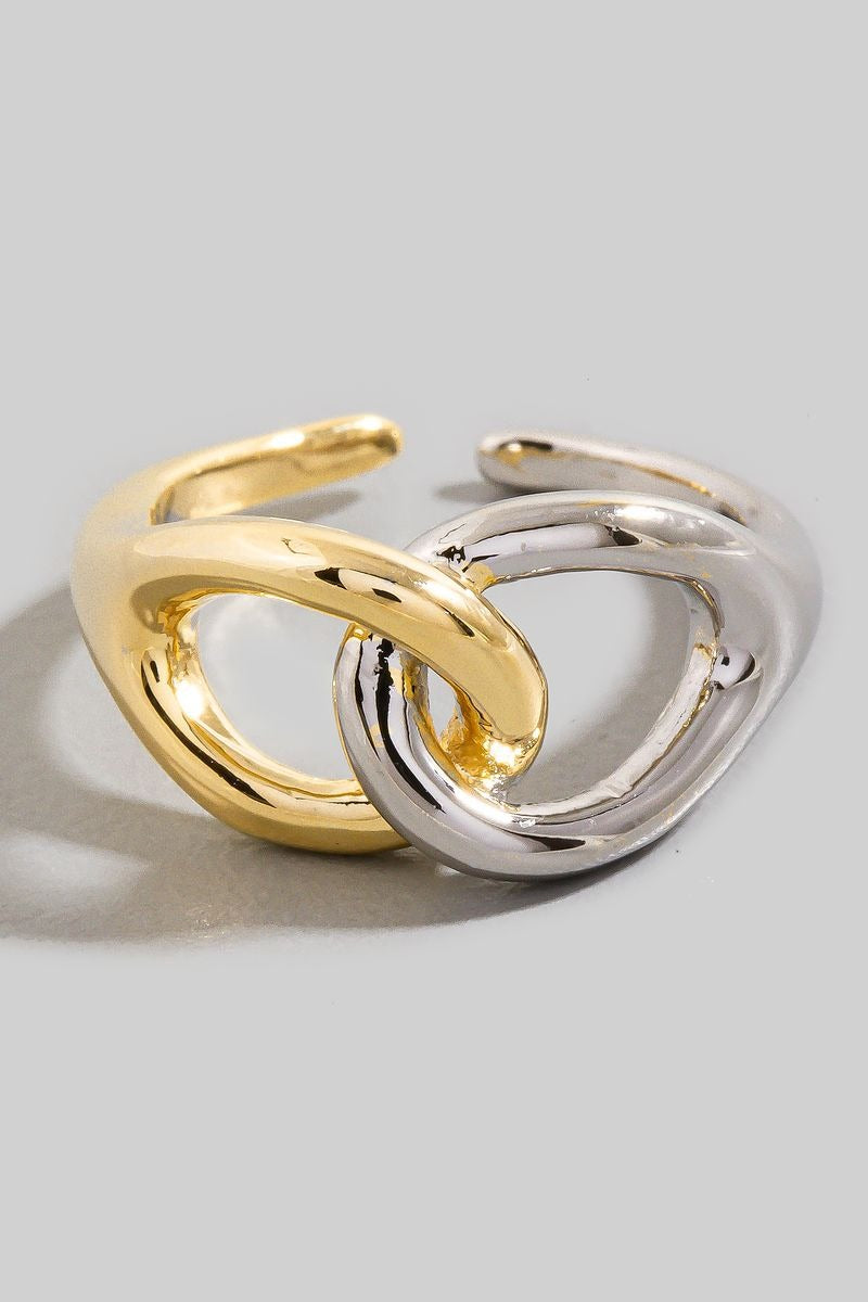 GOLD AND SILVER LOOP KNOT OPEN RING