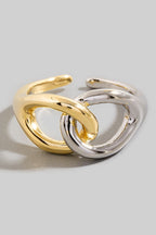 GOLD AND SILVER LOOP KNOT OPEN RING