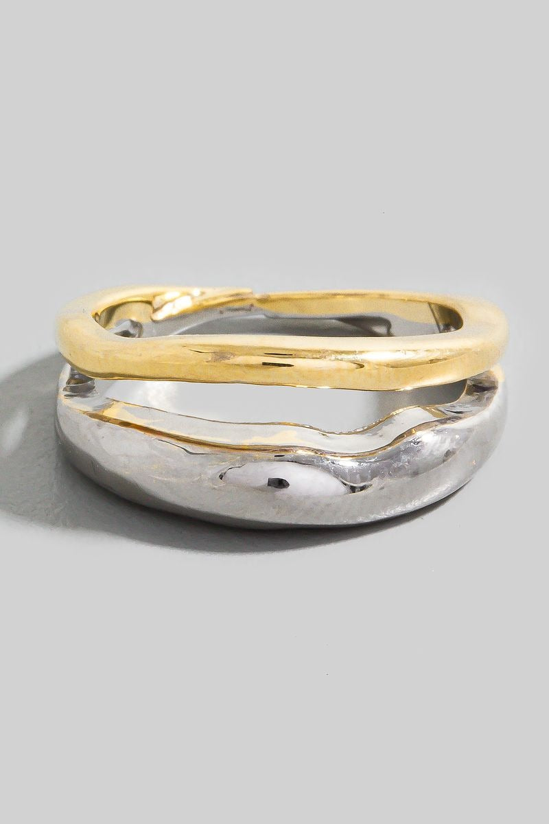 GOLD AND SILVER DOUBLE LAYERED RING