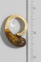 GOLD AND BROWN TEAR ACCENT METALLIC BAND RING