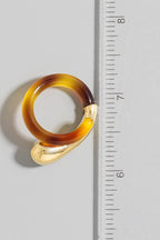 GOLD AND BROWN CAPPED ACRYLIC WRAP OPEN BAND RING