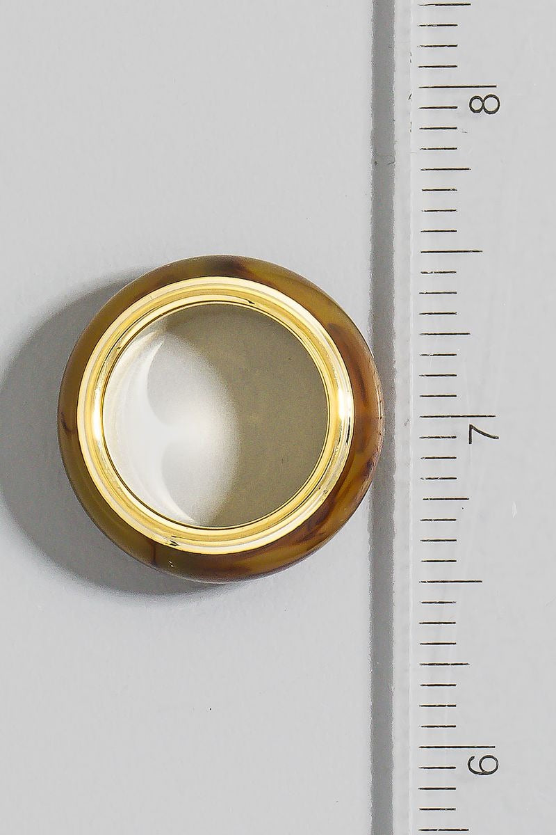 ROUND ACRYLIC BROWN AND GOLD BAND RING