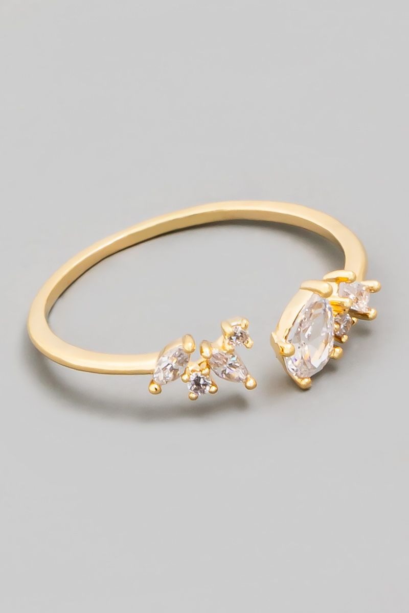 GOLD OVAL MARQUISE RHINESTONE OPEN RING