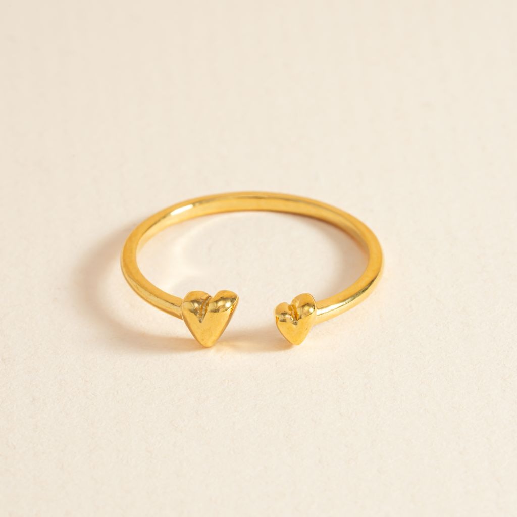 GOLD DOUBLE HEART OPEN RING