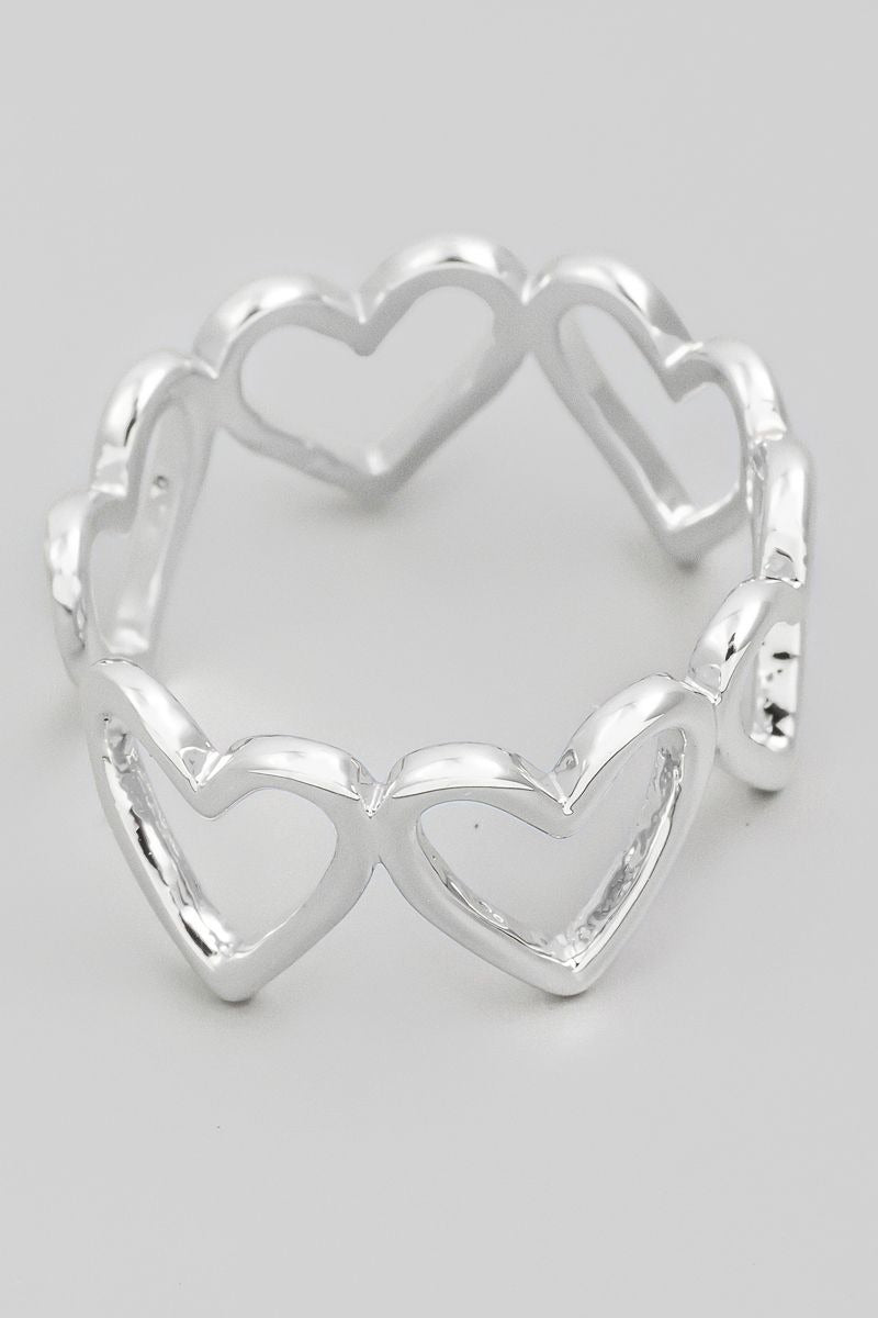 SILVER OPEN HEART SHAPE RING