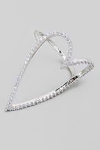 SILVER RHINESTONE HEART CUTOUT RING