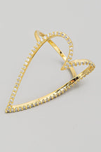 GOLD RHINESTONE HEART CUTOUT RING