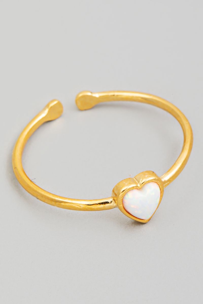 GOLD OPAL HEART RING