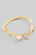 GOLD PEARL RHINESTONE RING