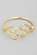 GOLD DOUBLE HEART OPEN RING