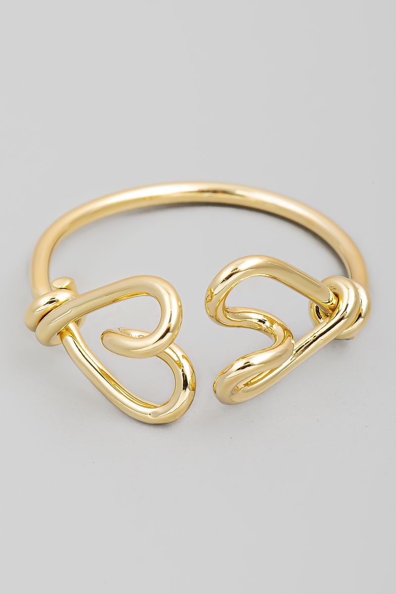 GOLD DOUBLE HEART OPEN RING