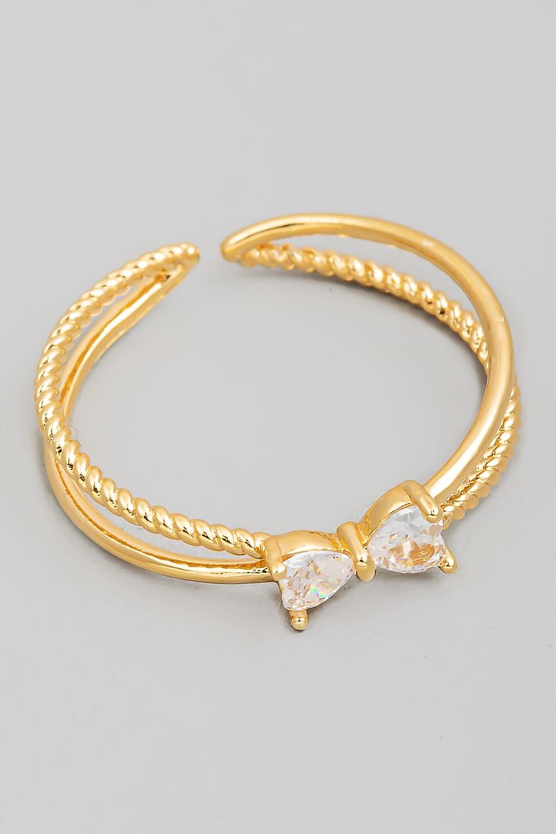 GOLD RHINESTONE BOW RING