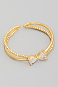 GOLD RHINESTONE BOW RING