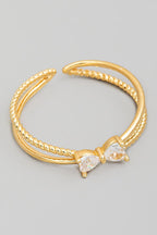 GOLD RHINESTONE BOW RING