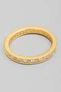 GOLD PAVE RHINESTONE BAGUETTES RING