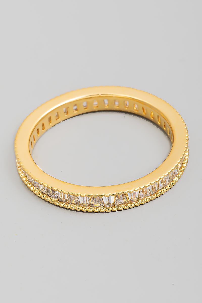 GOLD PAVE RHINESTONE BAGUETTES RING