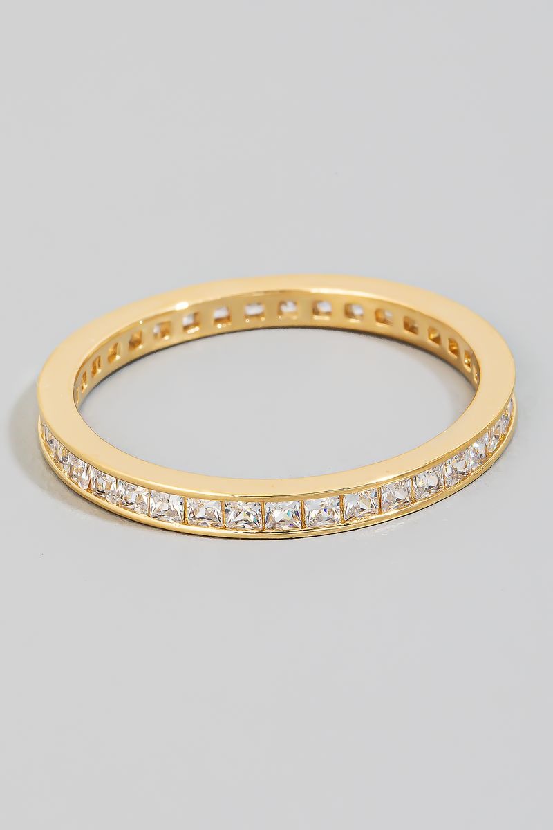 GOLD RHINESTONE BAGUETTES RING