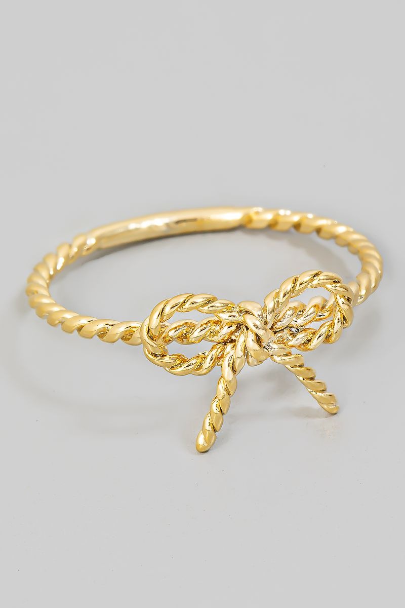 GOLD TWISTED RIBBON BOW RING