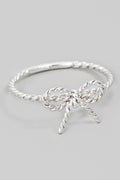 SILVER TWISTED RIBBON BOW RING