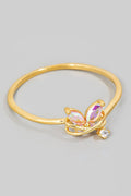 GOLD IRIDESCENT STUDDED BUTTERFLY RING