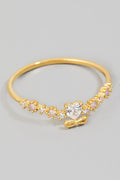 GOLD RHINESTONE HEART BOW RING