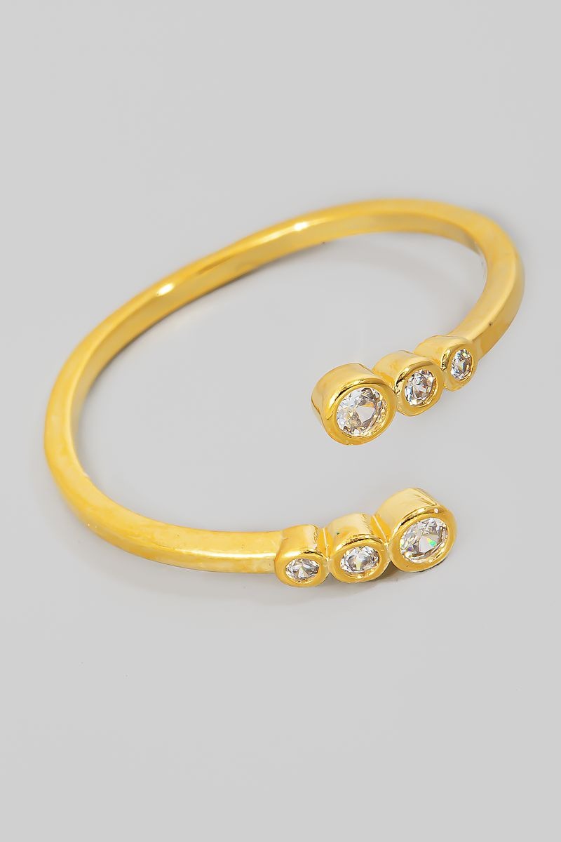 RHINESTONE OPEN GOLD RING